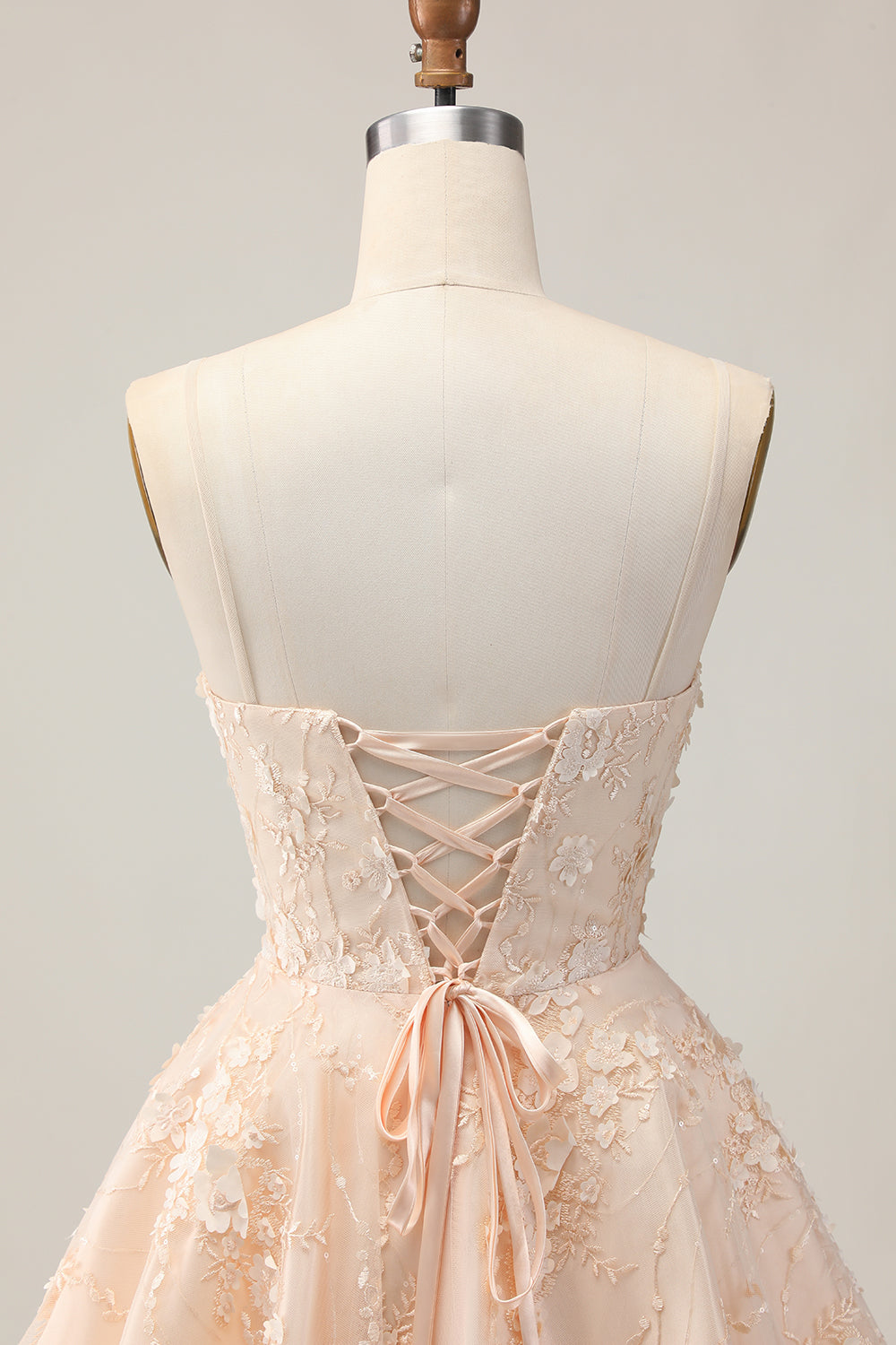 Apricot Floral A Line Spaghetti Straps Short Homecoming Dress