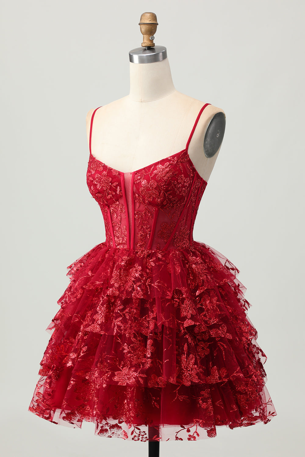 corset red hoco dress Sherri Hill Corset Ruffle Homecoming Dress 57572