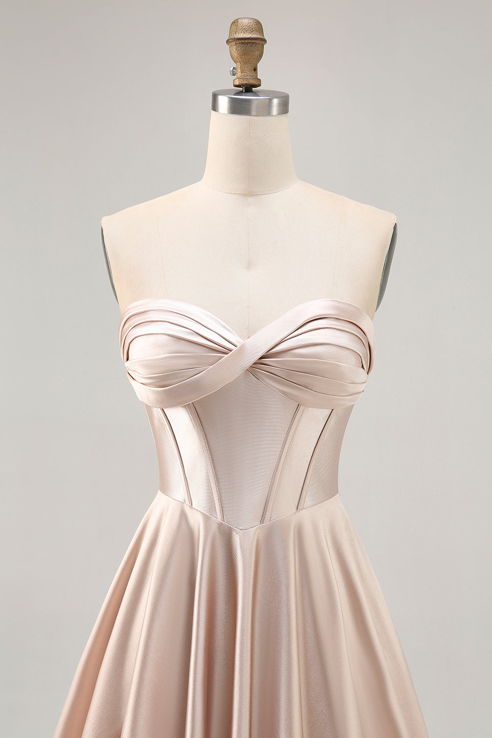 Champagne Satin Sweetheart Short Corset Homecoming Dress