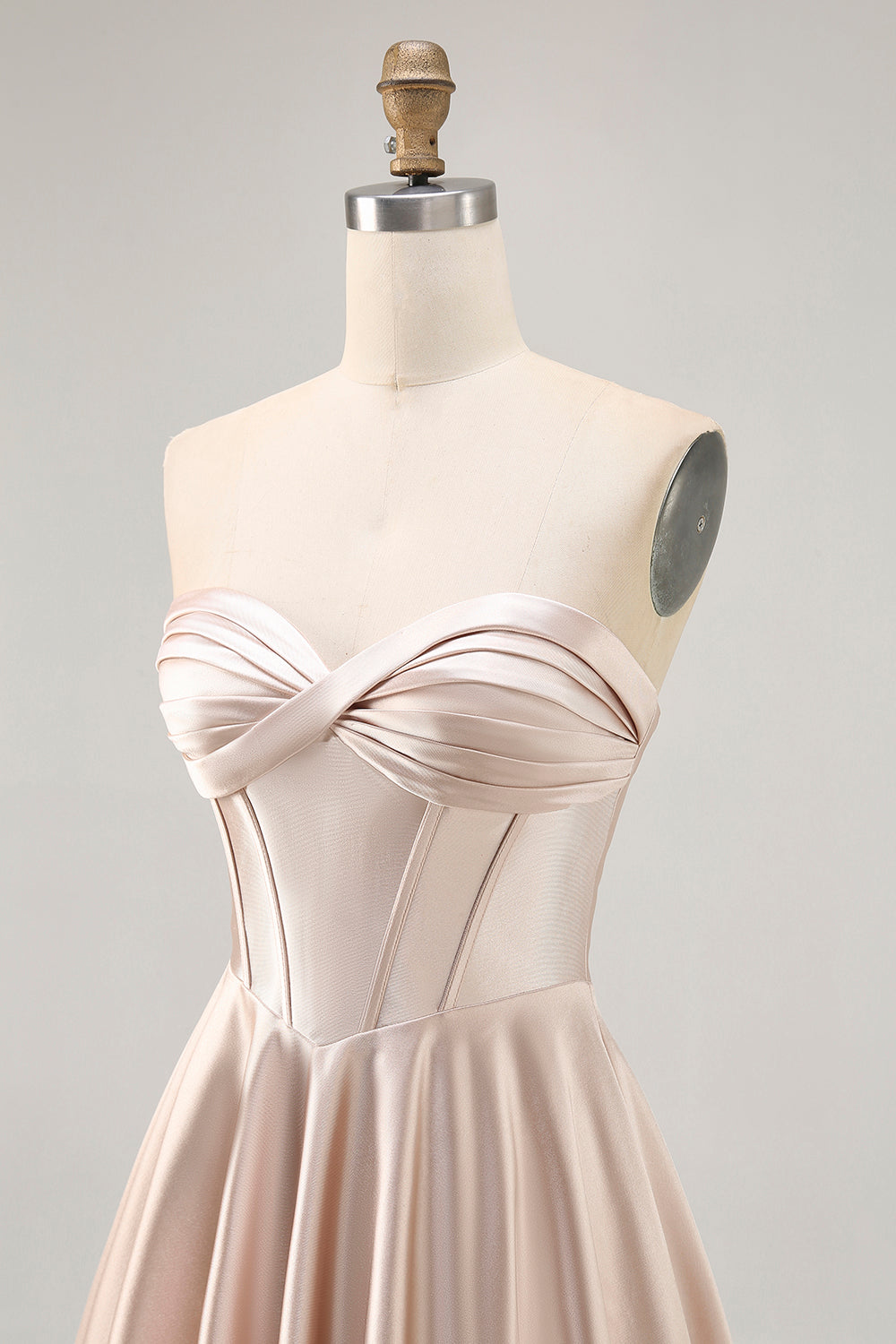 Champagne Satin Sweetheart Short Corset Homecoming Dress