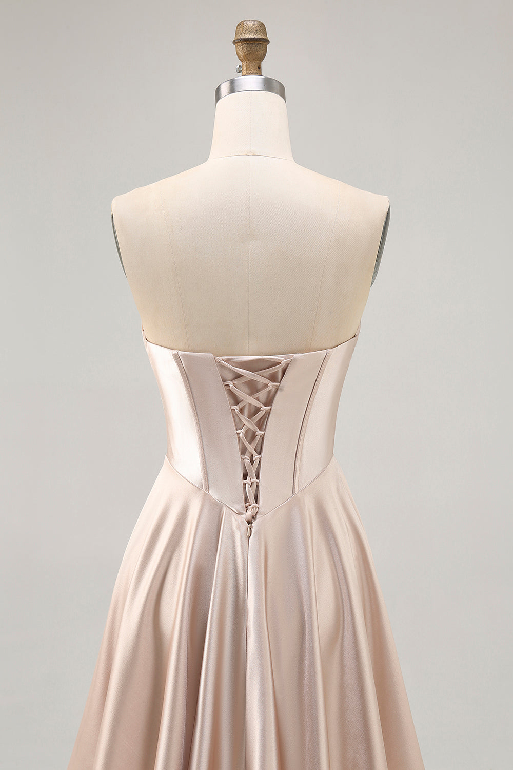 Champagne Satin Sweetheart Short Corset Homecoming Dress