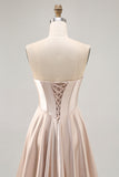 Champagne Satin Sweetheart Short Corset Homecoming Dress