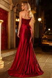 Sparkly Red Mermaid Satin Sweetheart Long Prom Dress with Sequins