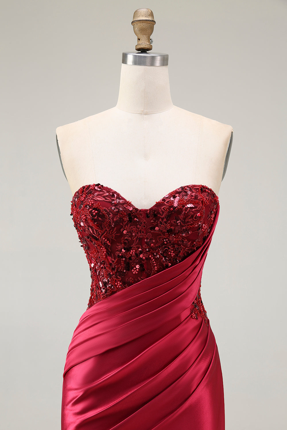 Sparkly Red Sweetheart Mermaid Long Prom Dress with Sequins