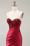 Sparkly Red Sweetheart Mermaid Long Prom Dress with Sequins