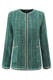 Dark Green Tweed Plaid 2 Piece Women Prom Suits