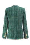 Dark Green Tweed Plaid 2 Piece Women Prom Suits
