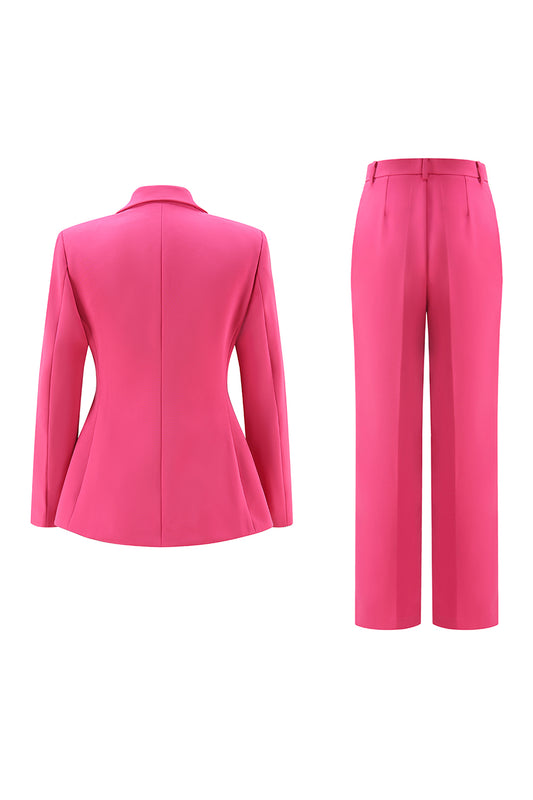 Fuchsia 2 Piece Double Breasted Women Prom Suits