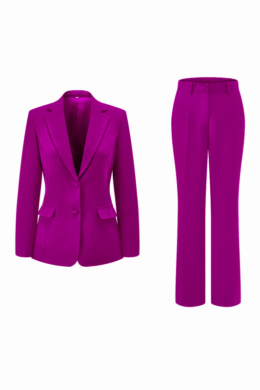Dark Fuchsia Notched Lapel 2 Piece Women Prom Suits