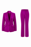 Dark Fuchsia Notched Lapel 2 Piece Women Prom Suits