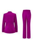 Dark Fuchsia Notched Lapel 2 Piece Women Prom Suits