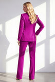 Dark Fuchsia Notched Lapel 2 Piece Women Prom Suits