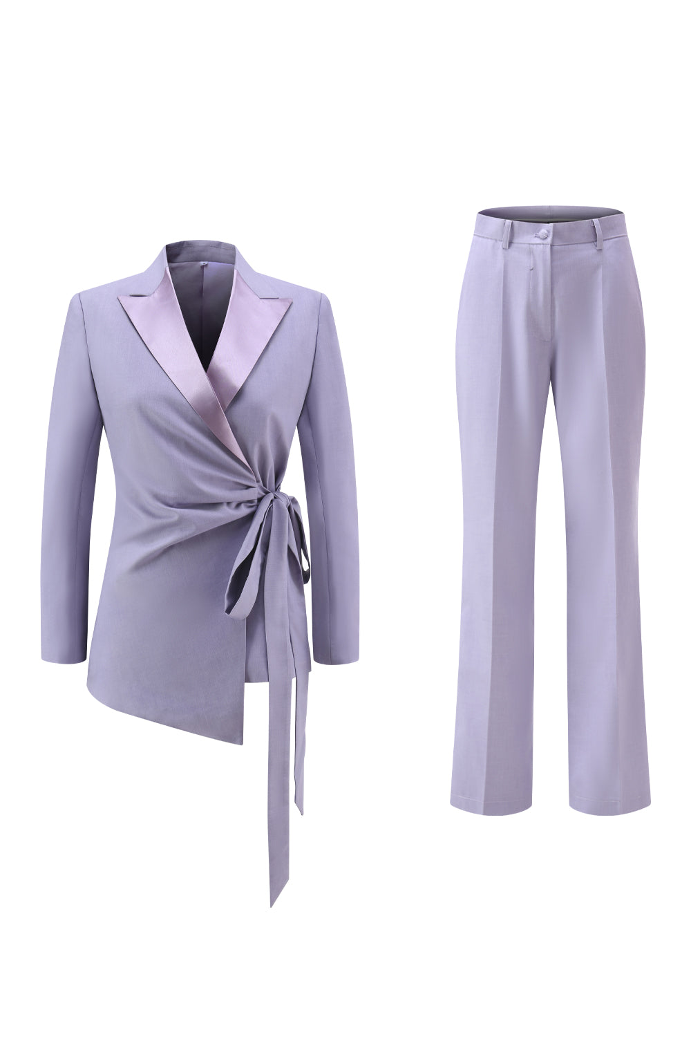 Lilac 2 Piece Peak Lapel Women Prom Suits with Sash