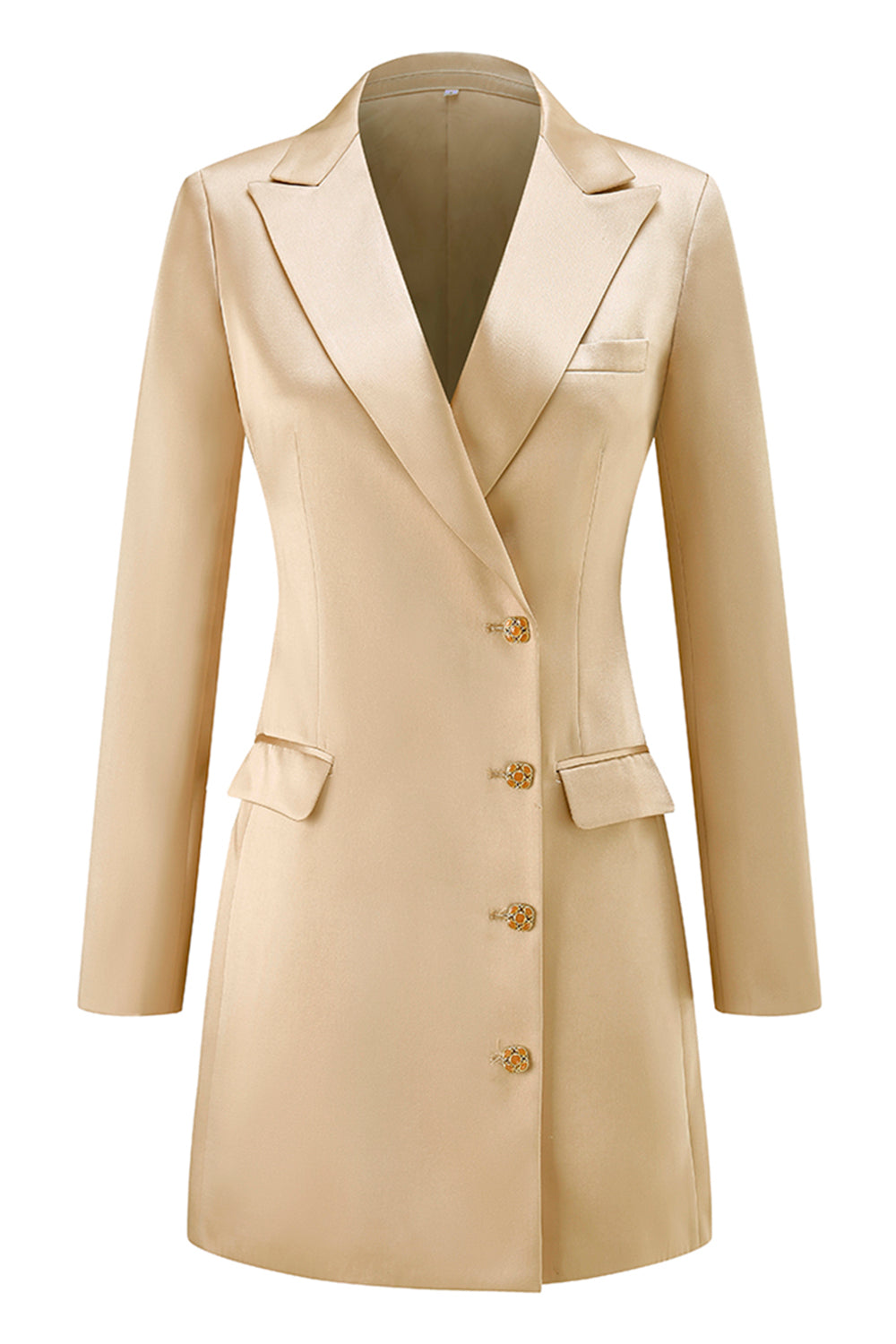 Champagne Single Breasted Peak Lapel Prom Blazer