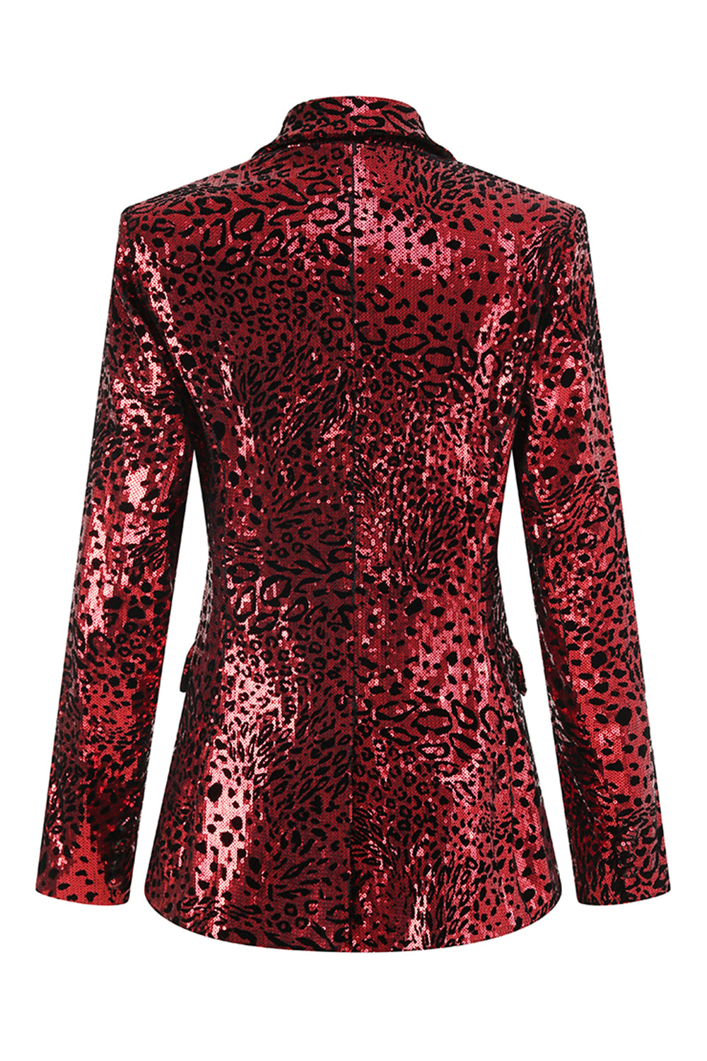 Sparkly Red Leopard Sequin Peak Lapel 2 Piece Women Prom Suits