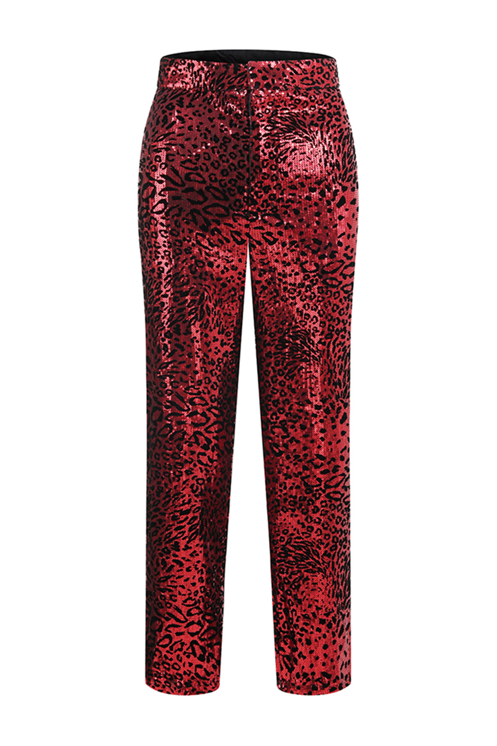 Sparkly Red Leopard Sequin Peak Lapel 2 Piece Women Prom Suits