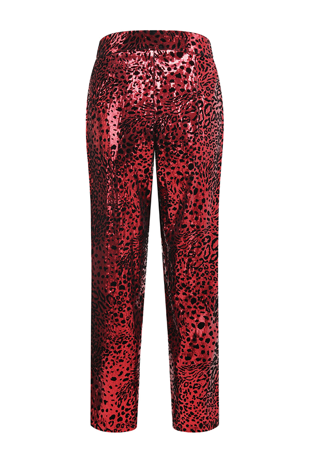 Sparkly Red Leopard Sequin Peak Lapel 2 Piece Women Prom Suits