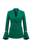 Dark Green Peak Lapel 2 Piece Double Breasted Prom Suits with Pearls