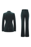 Sparkly Dark Green Peak Lapel 2 Piece Women Prom Suits
