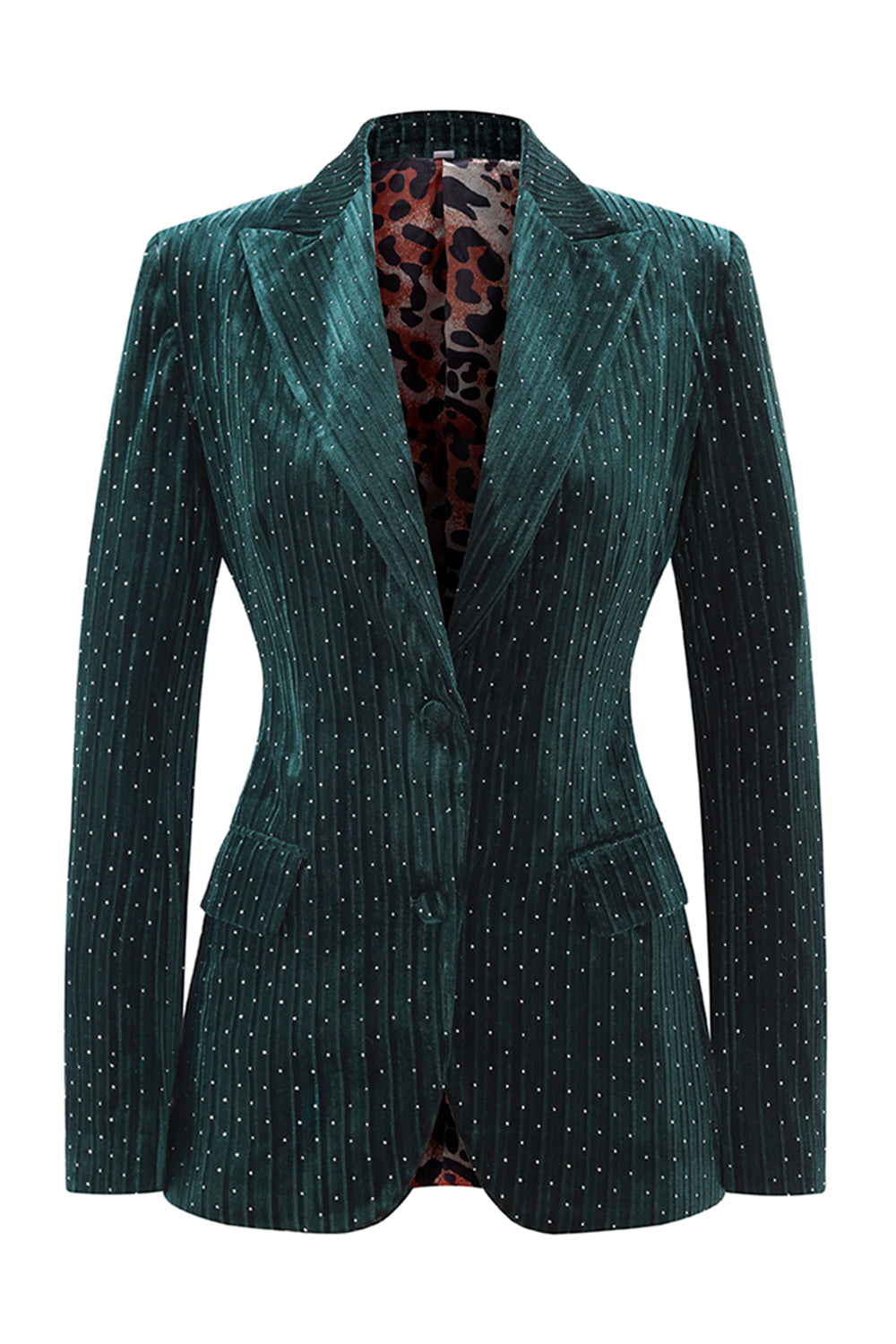 Sparkly Dark Green Peak Lapel 2 Piece Women Prom Suits