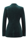 Sparkly Dark Green Peak Lapel 2 Piece Women Prom Suits