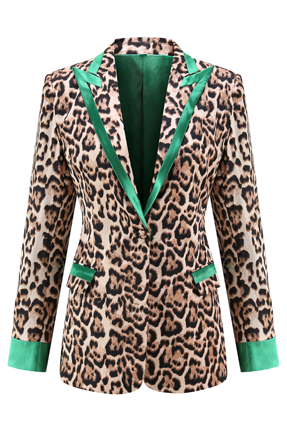 Coffee Leopard Peak Lapel 2 Piece Women Prom Suits