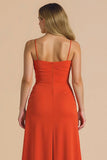 Cabernet Ruched Spaghetti Straps Long Bridesmaid Dress