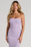 Lilac Mermaid Chiffon Strapless Long Bridesmaid Dress