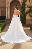 Ivory Ball Gown Sweetheart Sweep Train Wedding Dress with Lace