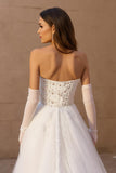 Sweetheart Corset Ivory Sweep Train Wedding Dress with Lace
