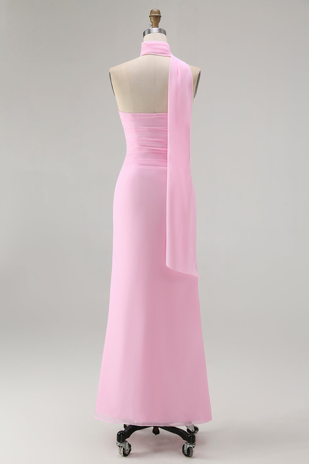 Simple Blush Strapless Chiffon Mermaid Long Wedding Guest Dress