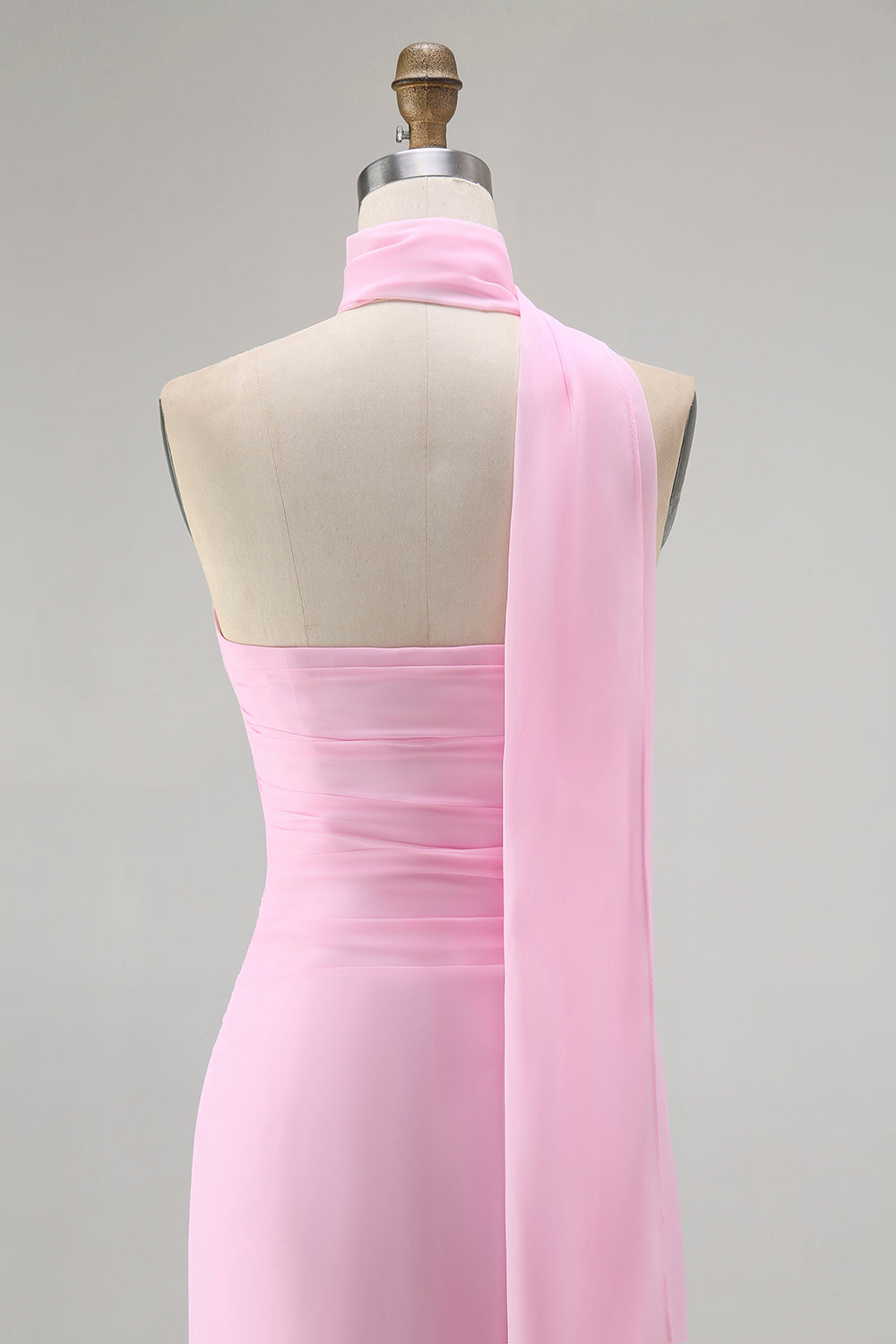 Simple Blush Strapless Chiffon Mermaid Long Wedding Guest Dress