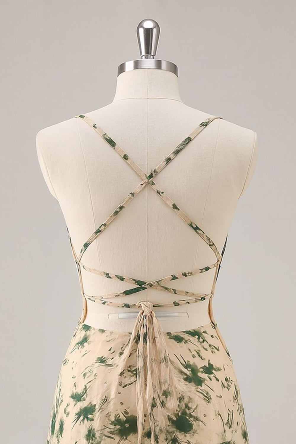Champagne Floral Ruched Short Homecoming Dress with Ruffles