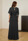 Dark Green Chiffon Sheath Ruched Long Mother of the Bride Dress with Ruffles