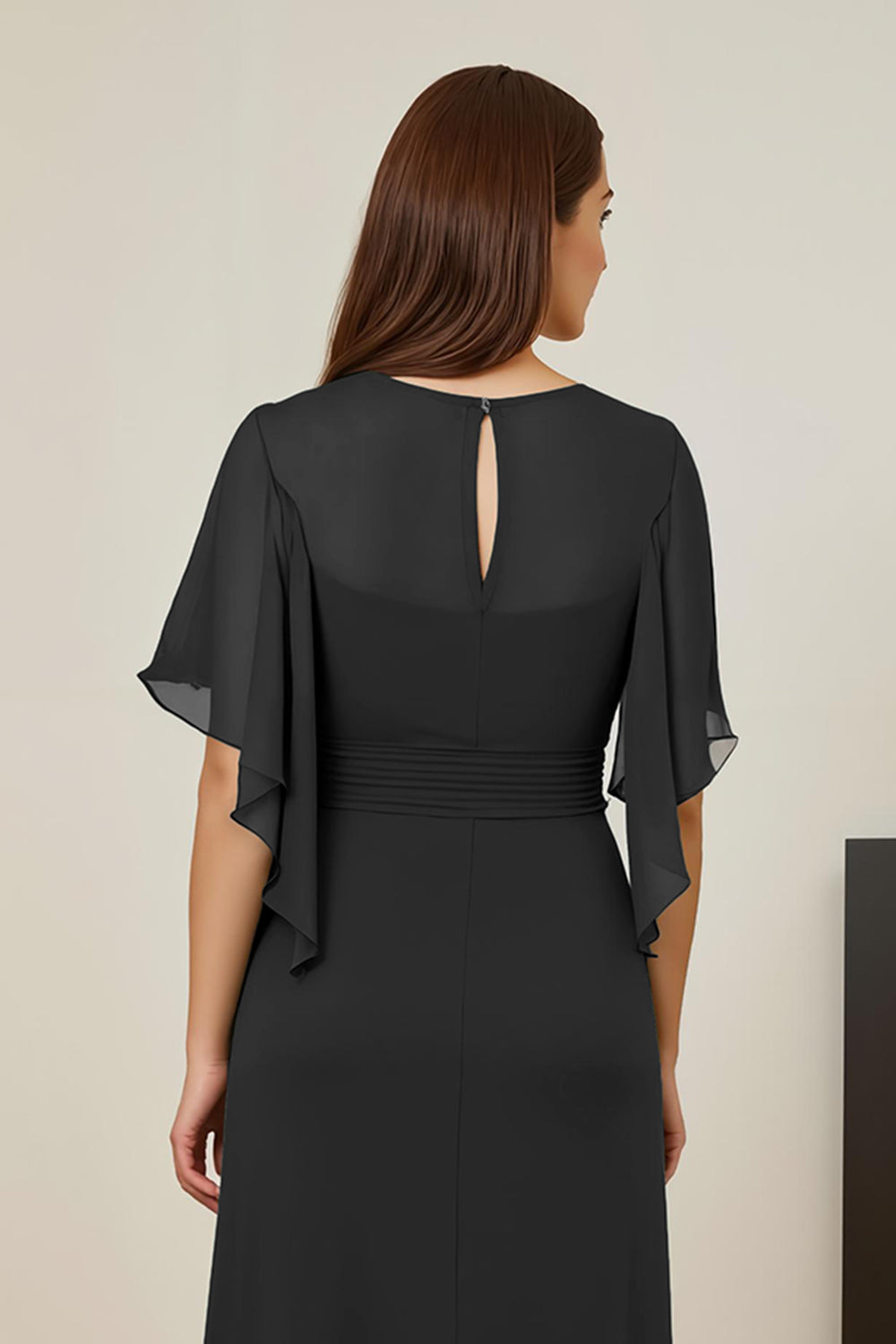 Dark Green Chiffon Sheath Ruched Long Mother of the Bride Dress with Ruffles