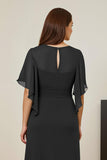 Dark Green Chiffon Sheath Ruched Long Mother of the Bride Dress with Ruffles