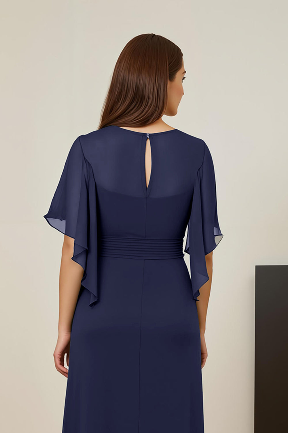 Dark Green Chiffon Sheath Ruched Long Mother of the Bride Dress with Ruffles