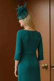 Pine Sheath  Boat Neck Asymmetrical Mother of the Bride Dress