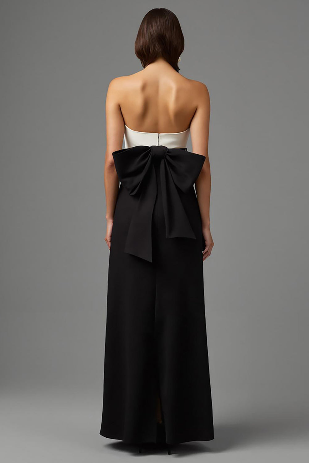 Zapaka Women Black And White A Line Long Formal Dress With Bow Satin Strapless Black Tie Dress, Black&White / US26W Zapaka Women Black And White A Line Long Formal Dress With Bow Satin Strapless Black Tie Dress, Black&White / US26W