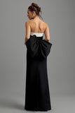 Black and White Strapless Sheath Long Formal Dress with Slit