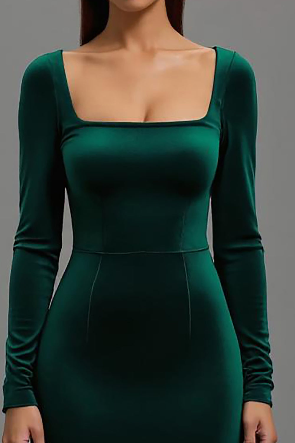 Zapakasa Women Dark Green Velvet Long Sleeves Holiday Party Dress