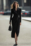 Black Pencil Single Breasted Long Sleeves Blazer Dress with Slit