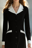 Black and White Notched Lapel Pencil Short Blazer Dress