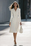 Ivory A Line Single Breasted Midi Blazer Dress