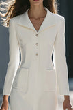 Ivory A Line Single Breasted Midi Blazer Dress