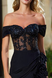 Sparkly Black Tight Beaded Short Cocktail Dress with Ruffles