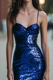 Sparkly Royal Blue Tight Short Sequins Cocktail Dress