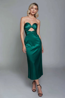 Dark Green Sweetheart Sheath Satin Ankle Length Formal Dress