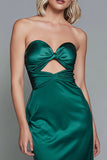 Dusty Blue Sweetheart Sheath Cut Out Satin Ankle Length Formal Dress