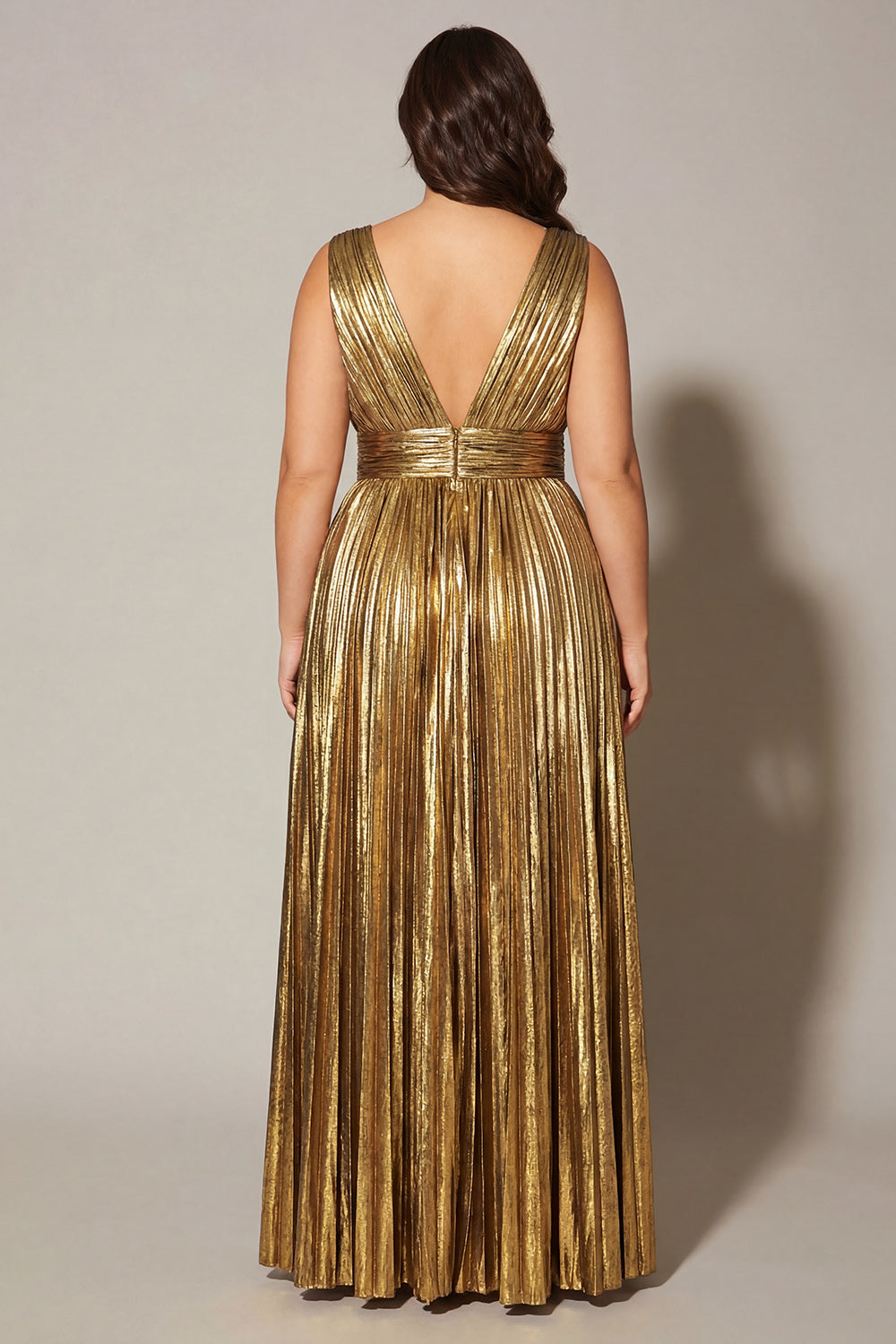plus size metallic gold dress City Chic Women's Kaia Metallic Slip Dress